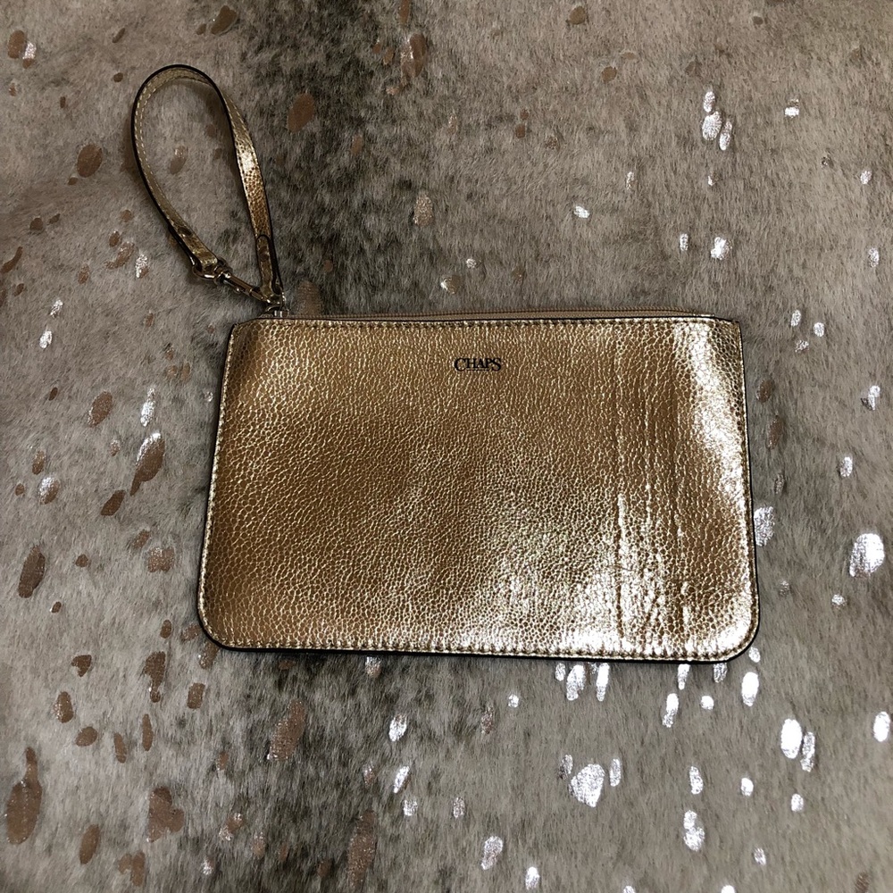 New Chaps Ralph Lauren Gold Wristlet